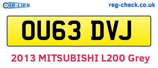 OU63DVJ are the vehicle registration plates.