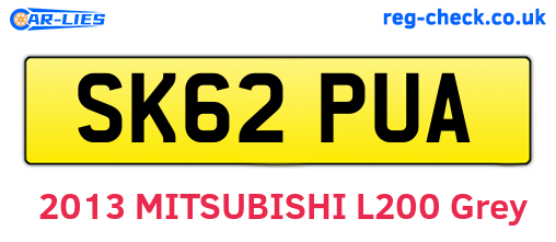 SK62PUA are the vehicle registration plates.