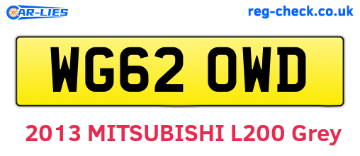 WG62OWD are the vehicle registration plates.