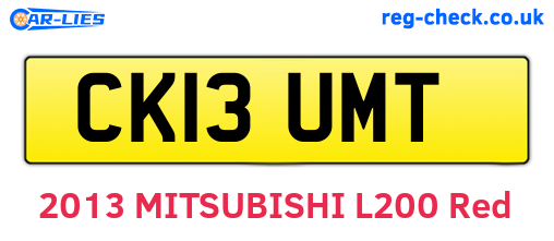 CK13UMT are the vehicle registration plates.