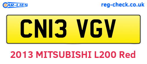 CN13VGV are the vehicle registration plates.