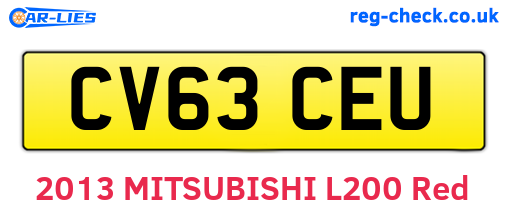 CV63CEU are the vehicle registration plates.