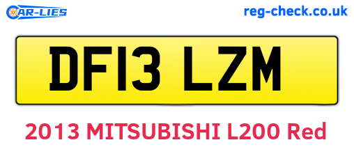 DF13LZM are the vehicle registration plates.