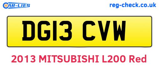 DG13CVW are the vehicle registration plates.