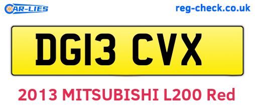 DG13CVX are the vehicle registration plates.
