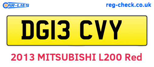 DG13CVY are the vehicle registration plates.