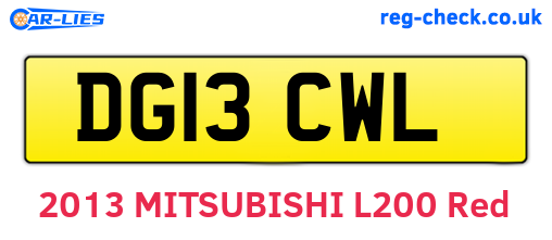 DG13CWL are the vehicle registration plates.