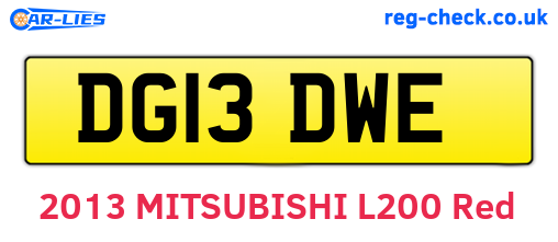 DG13DWE are the vehicle registration plates.