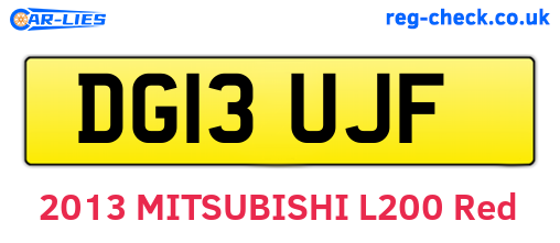 DG13UJF are the vehicle registration plates.