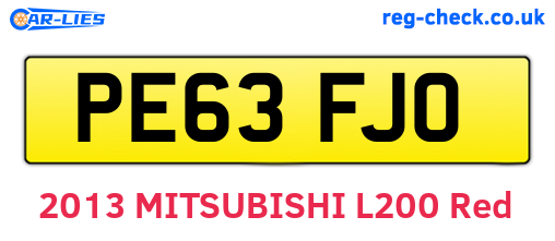 PE63FJO are the vehicle registration plates.