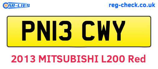 PN13CWY are the vehicle registration plates.