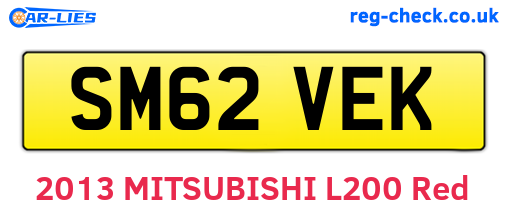 SM62VEK are the vehicle registration plates.