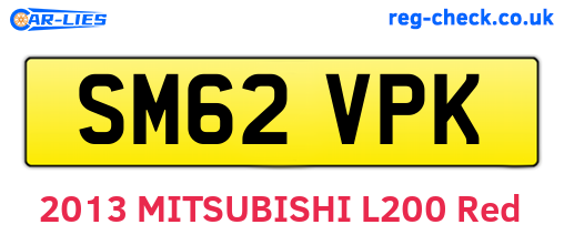 SM62VPK are the vehicle registration plates.
