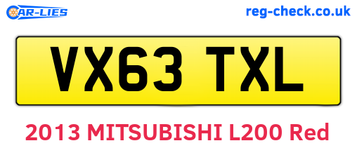 VX63TXL are the vehicle registration plates.