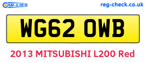 WG62OWB are the vehicle registration plates.
