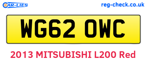 WG62OWC are the vehicle registration plates.