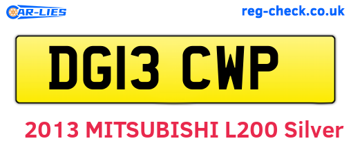 DG13CWP are the vehicle registration plates.