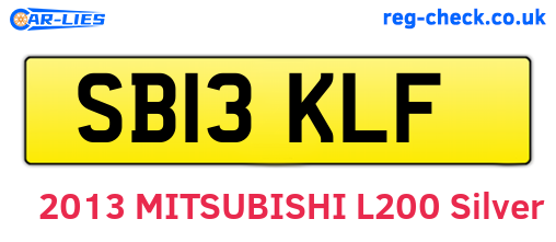 SB13KLF are the vehicle registration plates.