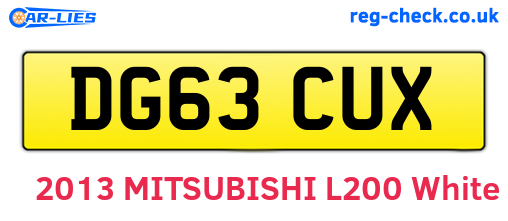 DG63CUX are the vehicle registration plates.