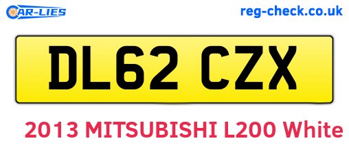 DL62CZX are the vehicle registration plates.