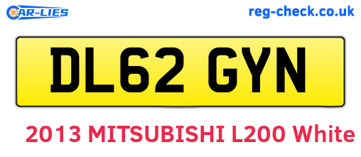 DL62GYN are the vehicle registration plates.