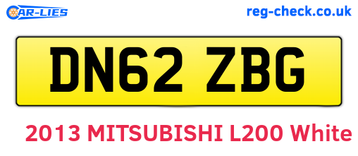 DN62ZBG are the vehicle registration plates.