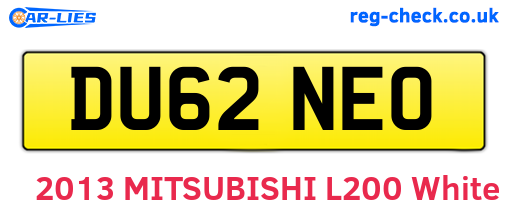 DU62NEO are the vehicle registration plates.