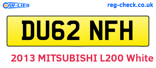 DU62NFH are the vehicle registration plates.