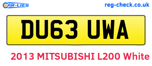 DU63UWA are the vehicle registration plates.