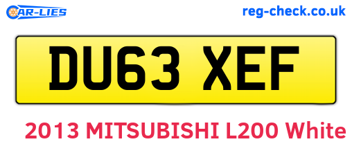 DU63XEF are the vehicle registration plates.
