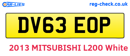 DV63EOP are the vehicle registration plates.
