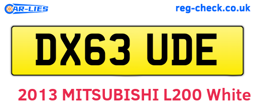DX63UDE are the vehicle registration plates.