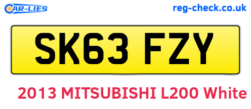 SK63FZY are the vehicle registration plates.