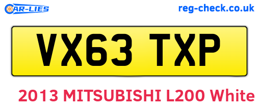 VX63TXP are the vehicle registration plates.