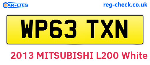 WP63TXN are the vehicle registration plates.