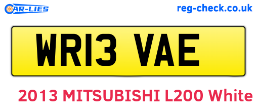 WR13VAE are the vehicle registration plates.