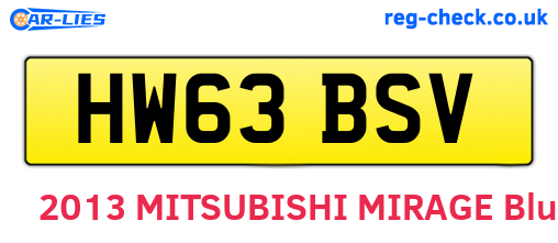 HW63BSV are the vehicle registration plates.
