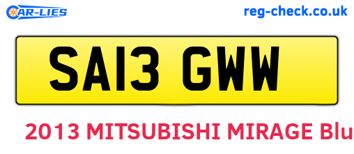 SA13GWW are the vehicle registration plates.