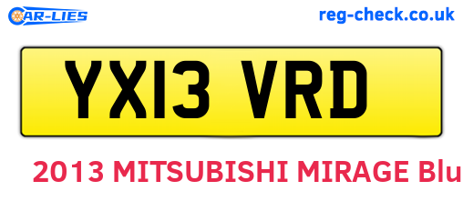 YX13VRD are the vehicle registration plates.