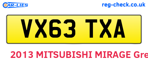 VX63TXA are the vehicle registration plates.