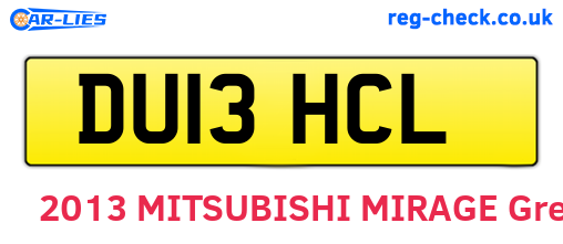 DU13HCL are the vehicle registration plates.