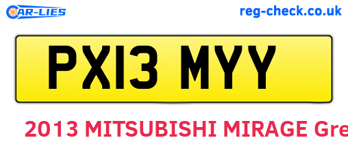 PX13MYY are the vehicle registration plates.