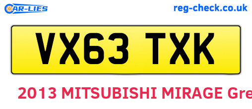VX63TXK are the vehicle registration plates.