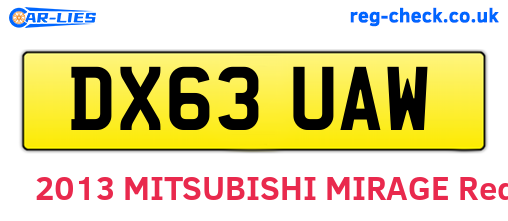 DX63UAW are the vehicle registration plates.