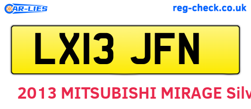 LX13JFN are the vehicle registration plates.