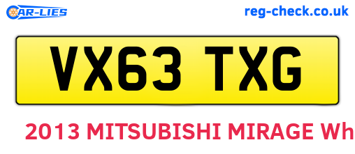 VX63TXG are the vehicle registration plates.