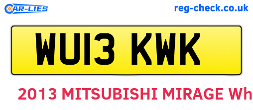 WU13KWK are the vehicle registration plates.