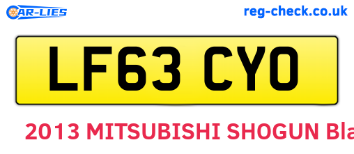 LF63CYO are the vehicle registration plates.