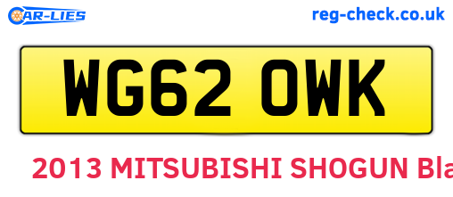 WG62OWK are the vehicle registration plates.