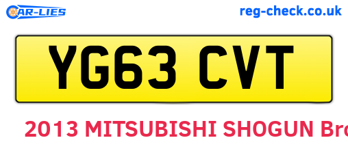 YG63CVT are the vehicle registration plates.